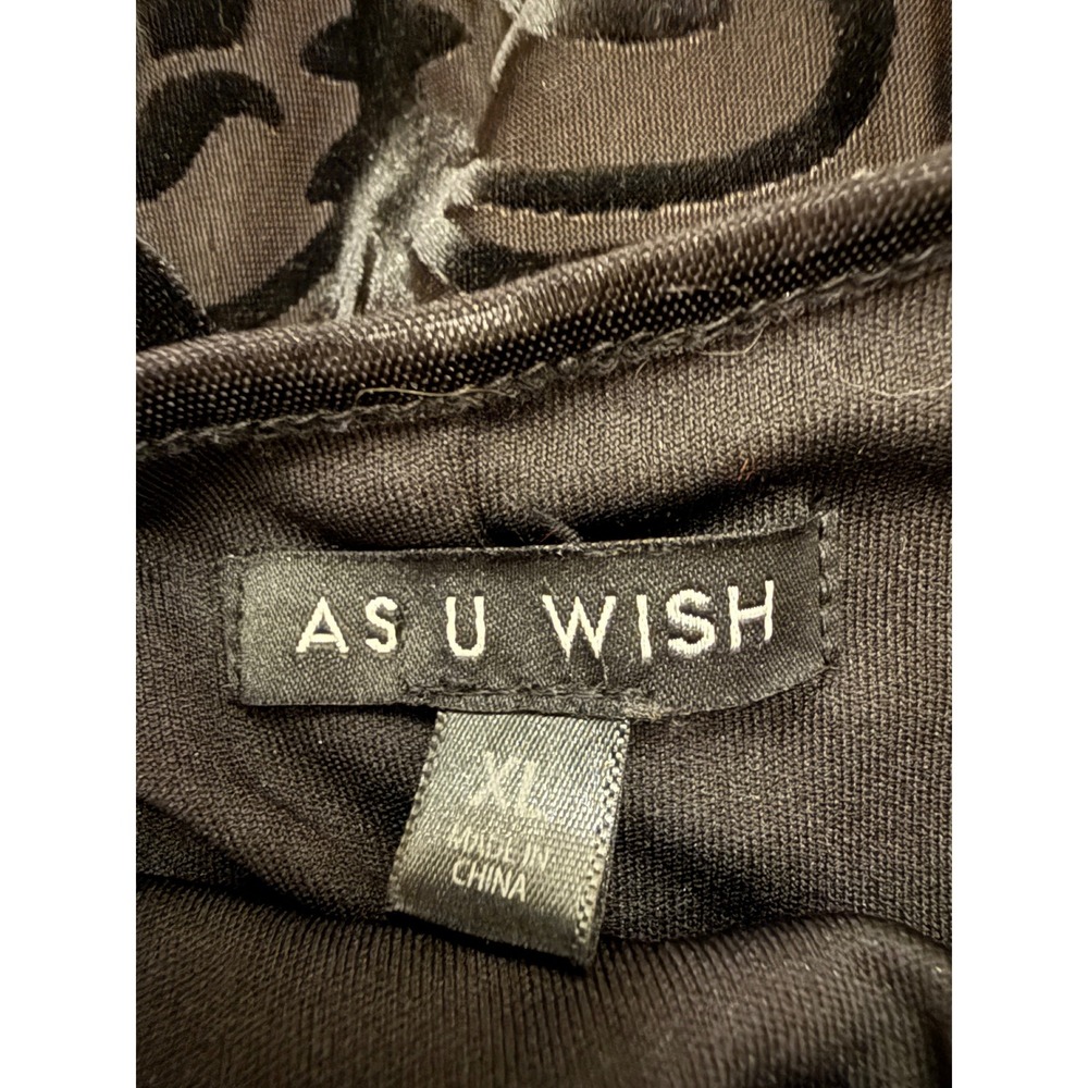 Black Velvet Burnout Slip Mini Dress Size XL Whimsygoth Dark Romantic Party - Picture 5 of 14